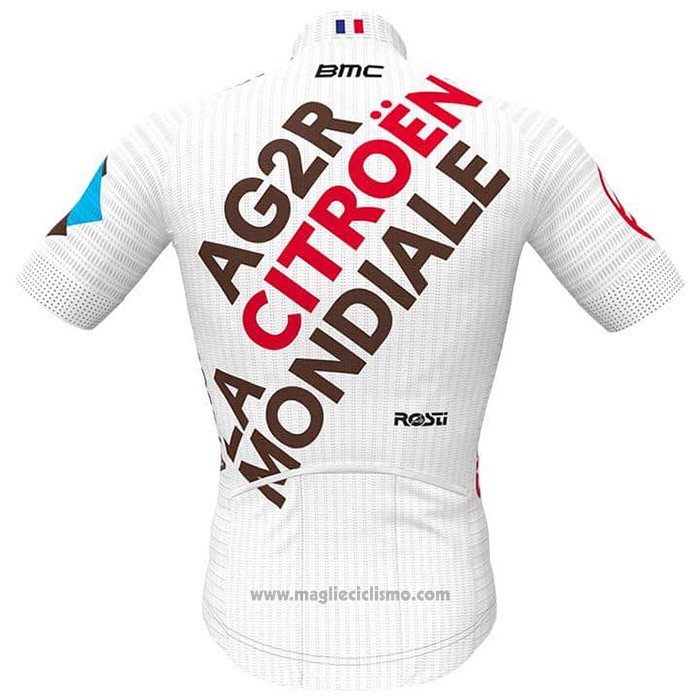 2021 Abbigliamento Ciclismo Ag2r La Mondiale Bianco Manica Corta e Salopette